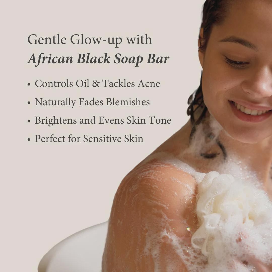 100G AFRICAN BLACK SOAP Shea Butter Bar Moisturizing Acne Treatment Cleanser for Clear Skin Care Deep Cleaning Glowing