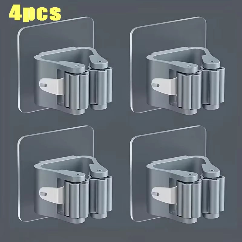 Mop Holder Self-Adhesive Broom Stand Wall Mounted Mop Support Sweeping Brush Hook Storage Organizer Bathroom Kitchen Accessories