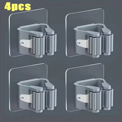 Mop Holder Self-Adhesive Broom Stand Wall Mounted Mop Support Sweeping Brush Hook Storage Organizer Bathroom Kitchen Accessories