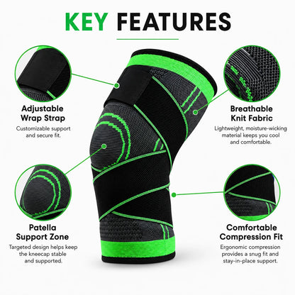Adjustable Knee Brace Compression Sleeve with Strap Sports Knee Support for Running Cycling Gym Fitness Basketball S M L XL Gear