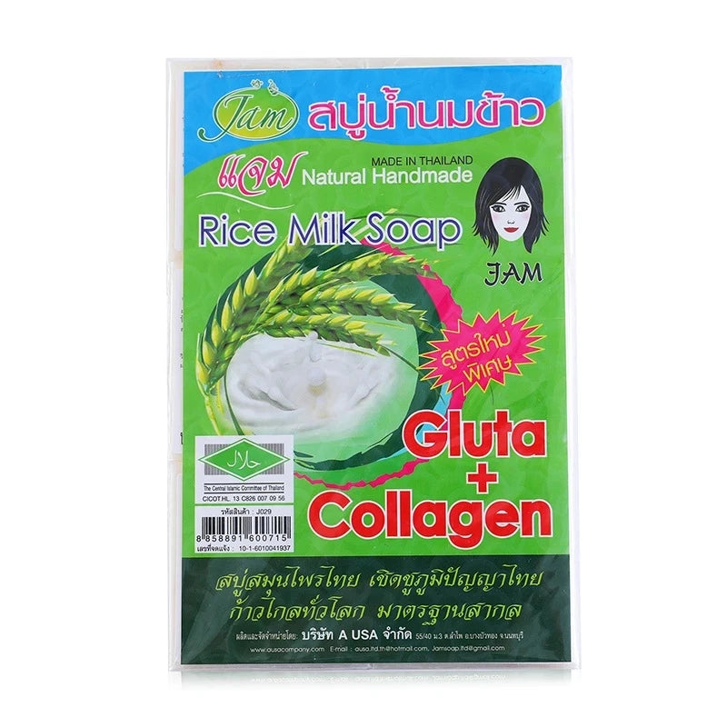 6PCS Thailand Rice Milk Soap Original Wholesale Handmade Soap Rice Milk Whitening Soap Goat Milk Soap Rice Soap for Whitening