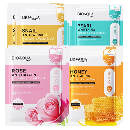 12Pc Rose Flower Extract Face Mask Korean Sheet Mask Moisturizing Mask Nourishing Skincare Facial Korean Fresh Product