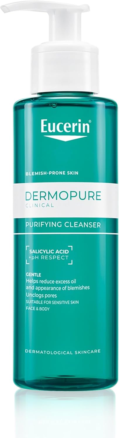 Eucerin DermoPurifyer Cleansing Gel for Blemish & Acne-Prone Skin, Removes Excess Sebum, Dirt and Makeup, Fragrance-Free, Soap-Free, 400ml