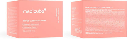 Medicube Triple Collagen Cream - Hydrating & Firming Moisturizer with Hyaluronic Acid, Premium Elastin, Shea Butter - Wrinkle Care & Boosts Elasticity - Korean Skincare, 1.69 oz