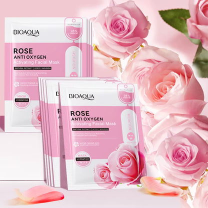 12Pc Rose Flower Extract Face Mask Korean Sheet Mask Moisturizing Mask Nourishing Skincare Facial Korean Fresh Product