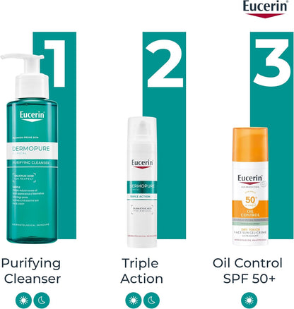 Eucerin DermoPurifyer Cleansing Gel for Blemish & Acne-Prone Skin, Removes Excess Sebum, Dirt and Makeup, Fragrance-Free, Soap-Free, 400ml