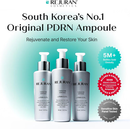 REJURAN® Turnover Ampoule, c-PDRN® – Original Salmon DNA PDRN Face Serum for Rejuvenation, Firming, Hydration & Youthful Glow, Refines Skin Texture. Korean Skincare (1.01 fl oz)