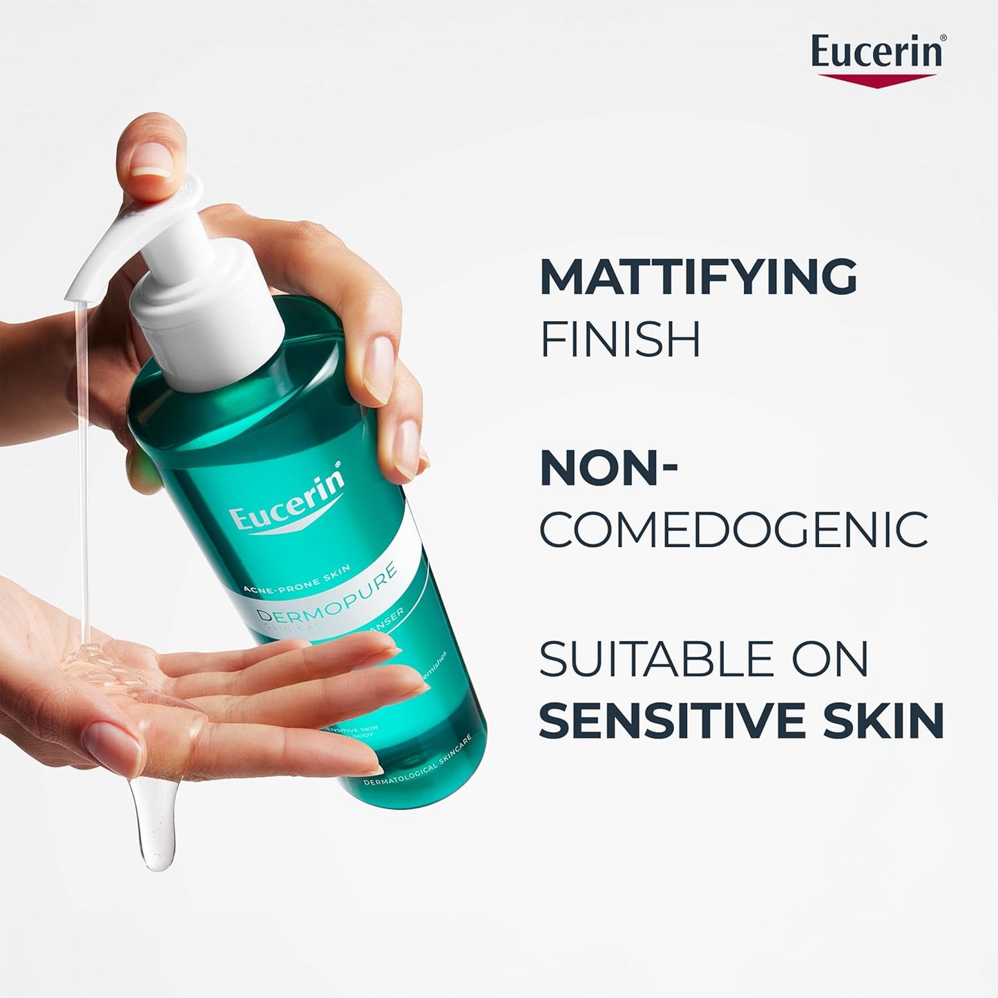 Eucerin DermoPurifyer Cleansing Gel for Blemish & Acne-Prone Skin, Removes Excess Sebum, Dirt and Makeup, Fragrance-Free, Soap-Free, 400ml