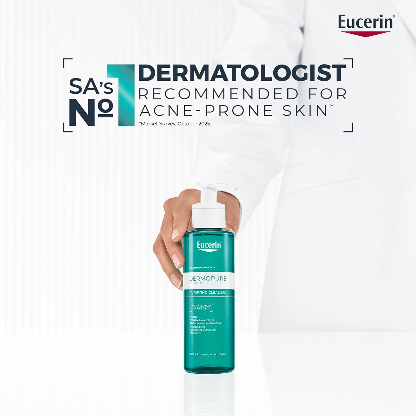 Eucerin DermoPurifyer Cleansing Gel for Blemish & Acne-Prone Skin, Removes Excess Sebum, Dirt and Makeup, Fragrance-Free, Soap-Free, 400ml