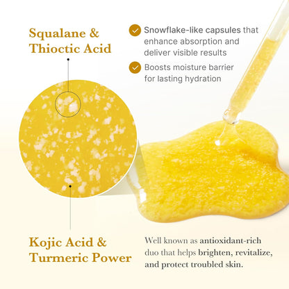 medicube Kojic Acid Turmeric Clarifying & Balancing Capsule Serum for Troubled Skin | Soothing & Brightening Facial Serum | Niacinamide & Glow Capsules for Hydration and Barrier Support | 1.01 fl.oz