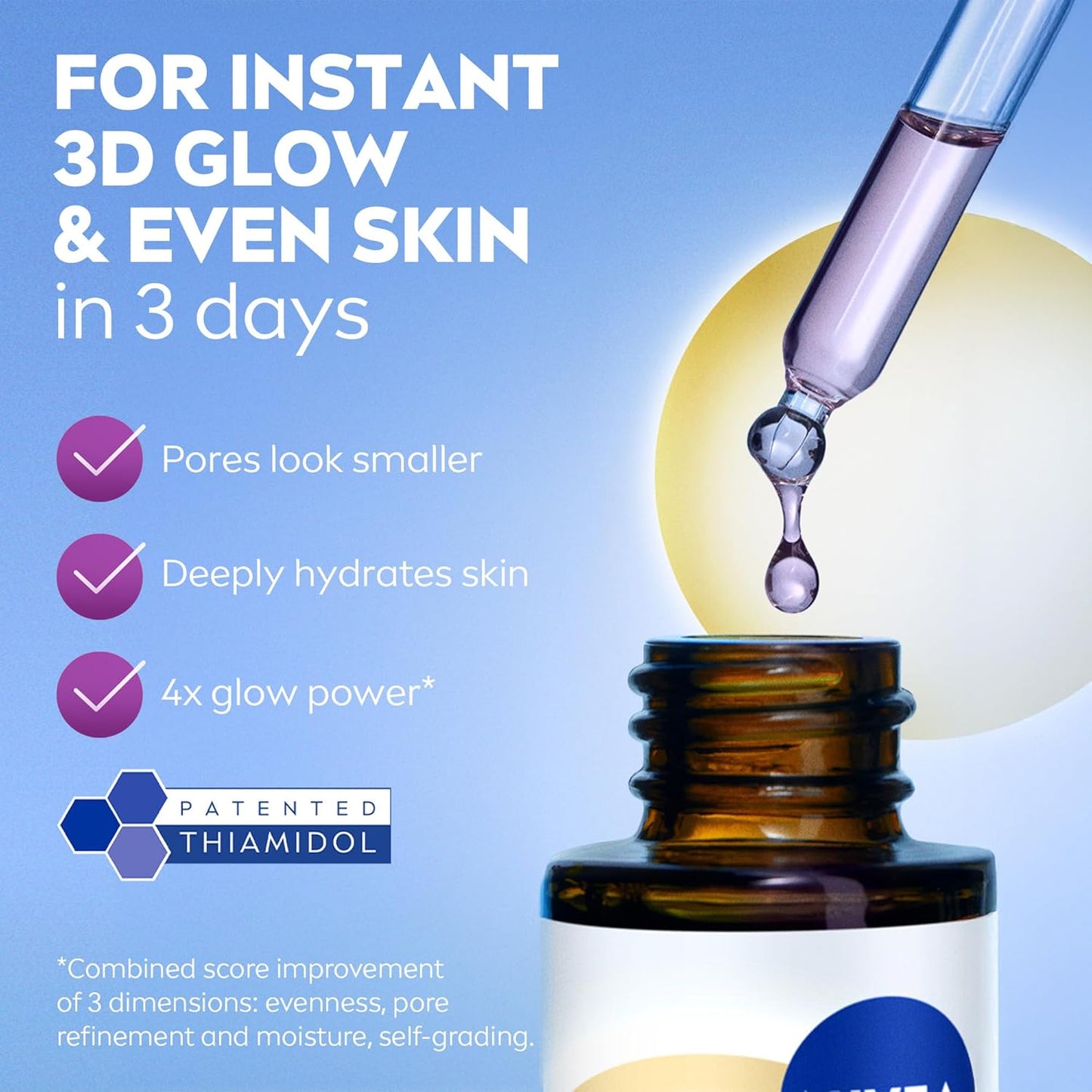 NIVEA LUMINOUS630 Instant Glow Face Serum, Dark Marks Reduction, Pore Refiner, Skin Hydration, 30ml