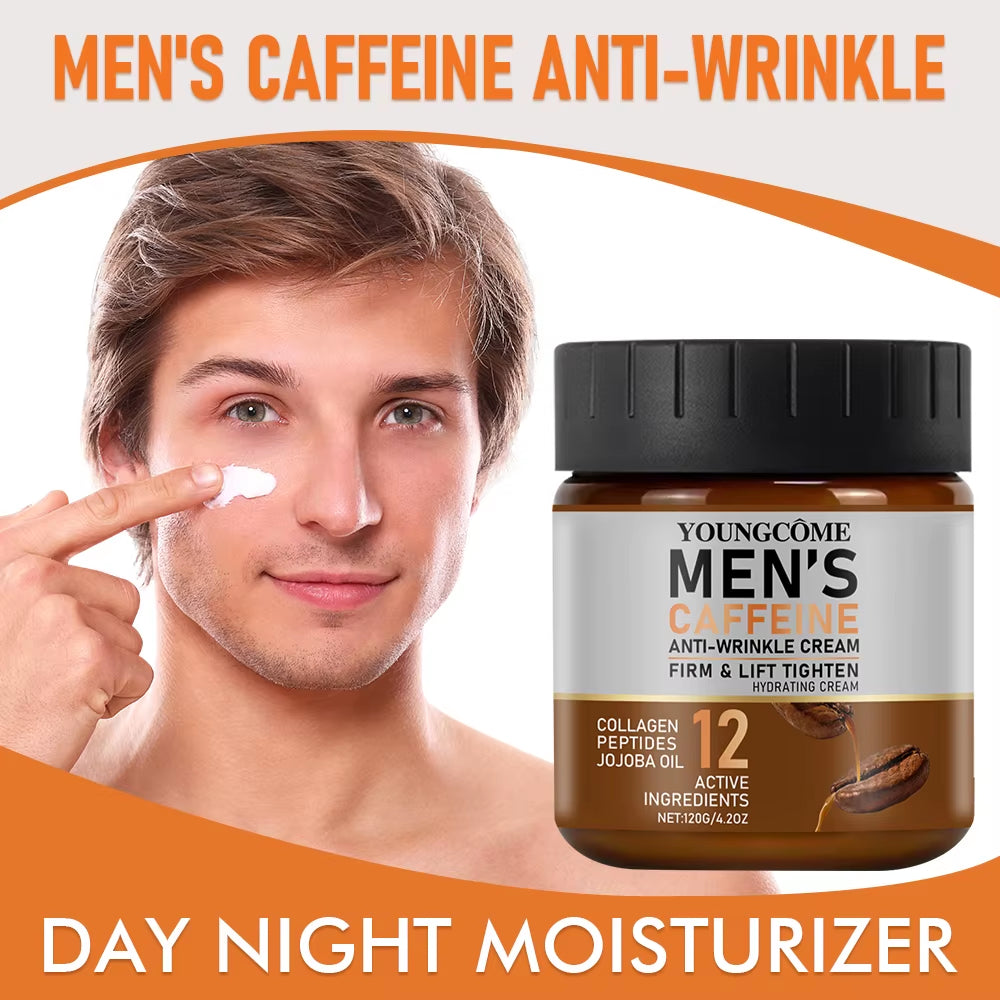 Caffeine Anti-Wrinkle Cream for Men Remove Face & Neck Wrinkles Firming Moisturizing Skin Retinol Face Cream Facial Treatment