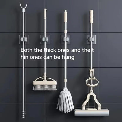 Mop Holder Self-Adhesive Broom Stand Wall Mounted Mop Support Sweeping Brush Hook Storage Organizer Bathroom Kitchen Accessories