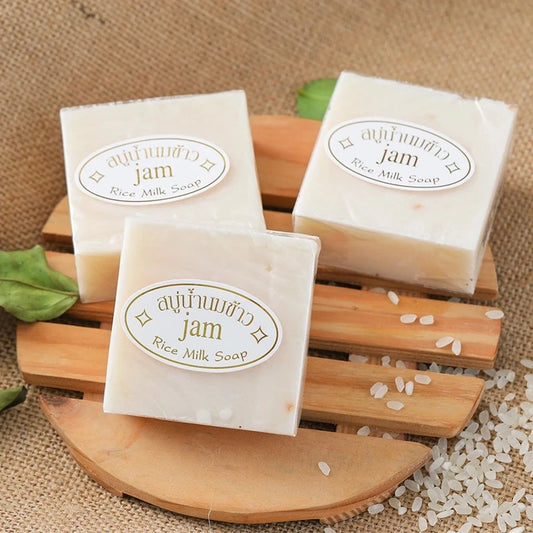 6PCS Thailand Rice Milk Soap Original Wholesale Handmade Soap Rice Milk Whitening Soap Goat Milk Soap Rice Soap for Whitening