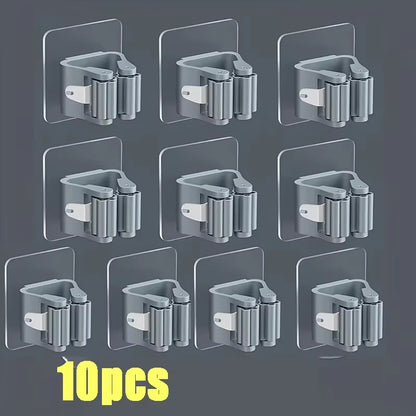 Mop Holder Self-Adhesive Broom Stand Wall Mounted Mop Support Sweeping Brush Hook Storage Organizer Bathroom Kitchen Accessories